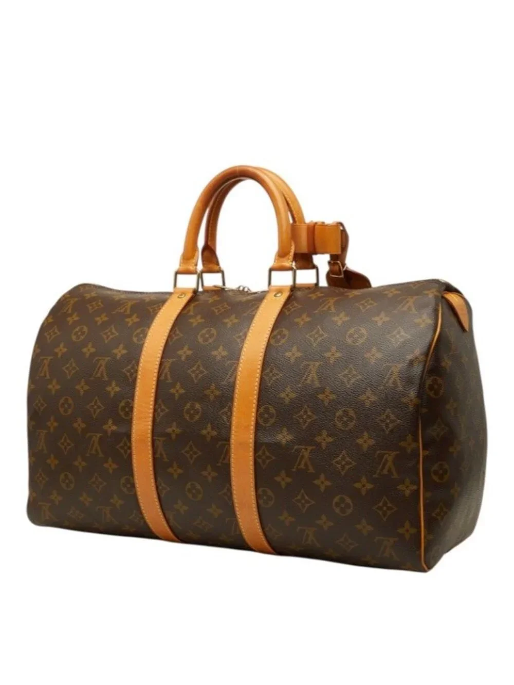 Louis Vuitton Monogram Keepall 45 Boston Bag Brown Leather